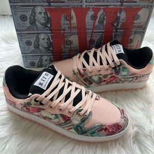 🆕 Kito Wares Root of all Evil Men's Money Print Sneakers Size 9 Multicolor